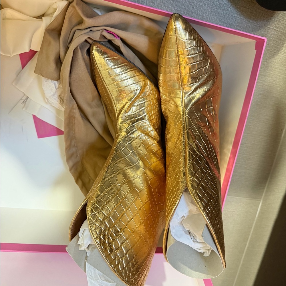 Paris Texas Gold Crocodile-Embossed Women's Shoes